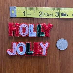 Beaded “Holly Jolly” on felt